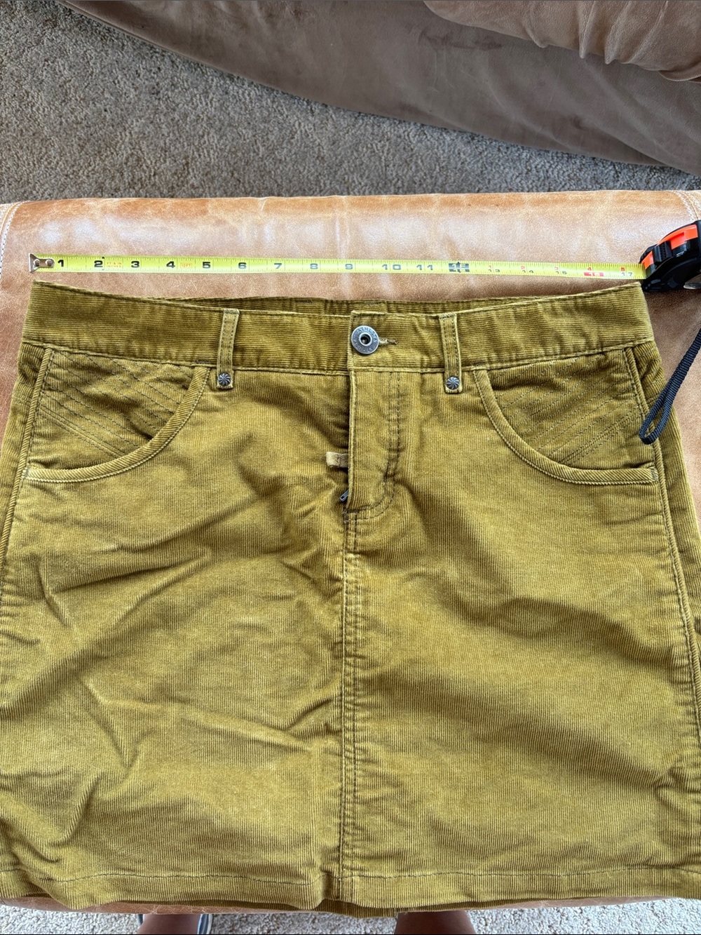 Athleta Olive Green Corduroy Mini Skirt